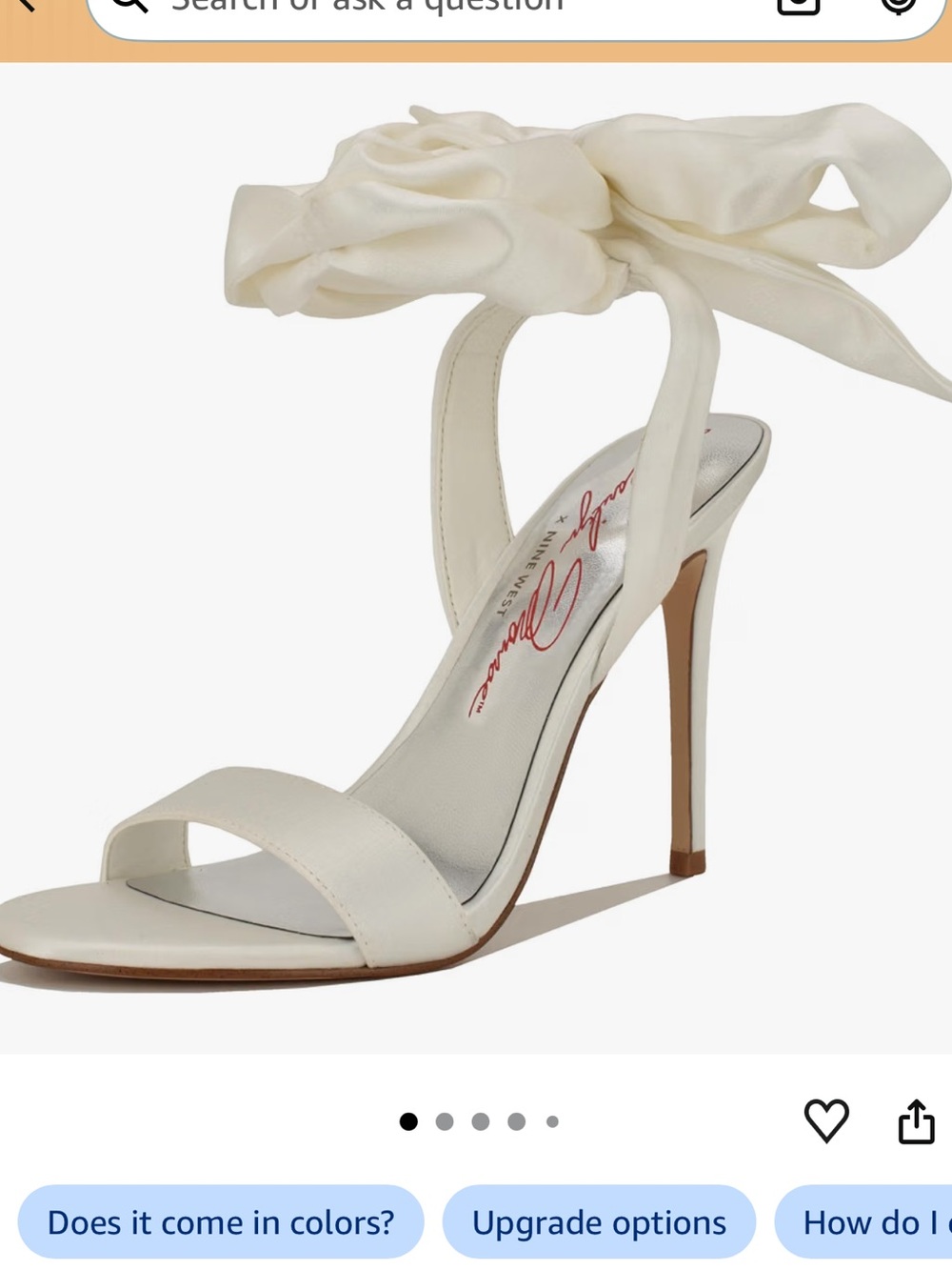 Nine West White Satin Stiletto Sandals with Ankle Tie
